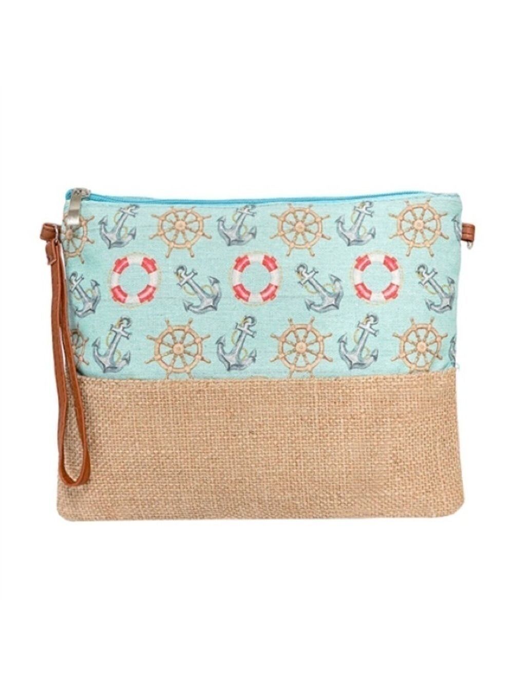 Green Anchor Print Wristlet Pouch - Picture 1 of 1